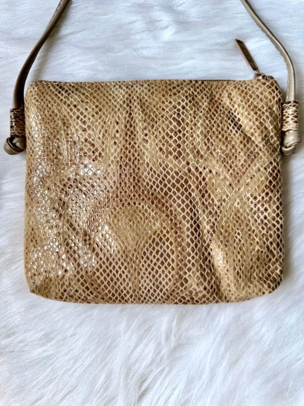 Snakeskin Embossed Mini Shoulder Bag Beige Neutral Y2K-inspired‎ silhouette